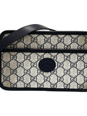 Gucci Shoulder Bag with Interlocking Ivory Navy Online Limited Leather